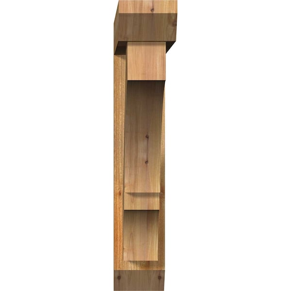 Balboa Slat Rough Sawn Bracket W/ Offset Brace, Western Red Cedar, 6W X 32D X 32H